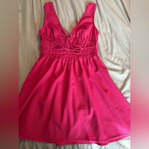 Cotton Candy Hot Pink Drawstring Tank tunic